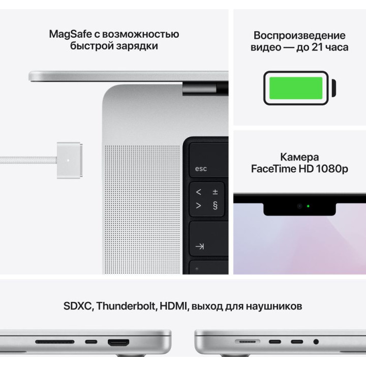 Ноутбук Apple MacBook Pro A2485 M1 Pro 10 core/16Gb/SSD512Gb/16 core GPU/16.2"/Mac OS/silver