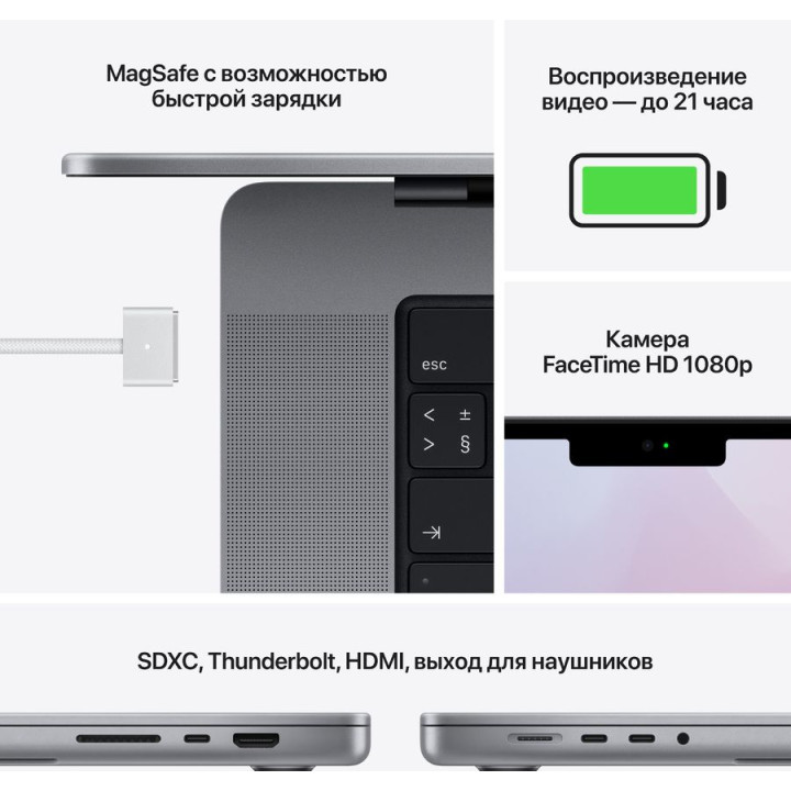 Ноутбук Apple MacBook Pro A2485 M1 Pro 10 core/16Gb/SSD512Gb/16 core GPU/16.2"/Mac OS/grey space